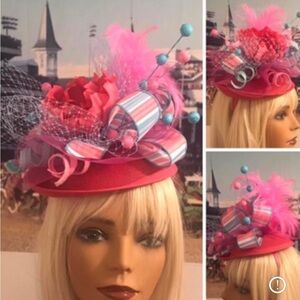 Pink Feathered Ribbon Fascinator Hat for Women